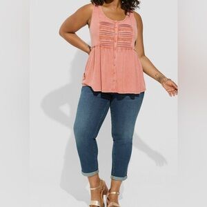 Textured Jersey Scoop Neck Button Down Babydoll Size 2 & 3